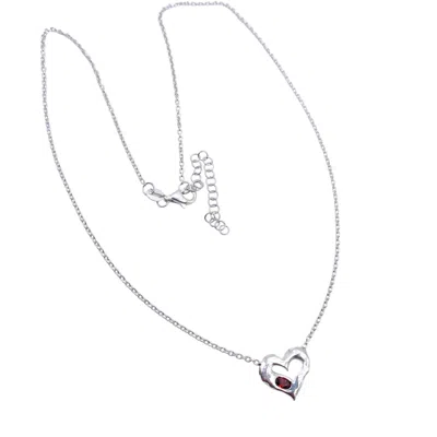 Amy Delson Jewelry Women's Silver / Red Valentina - Red Garnet Sterling Silver Heart Necklace