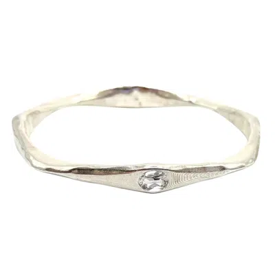 Amy Delson Jewelry Women's Silver / White Brooke - White Topaz Four Stone Silver Bangle Bracelet In Metallic