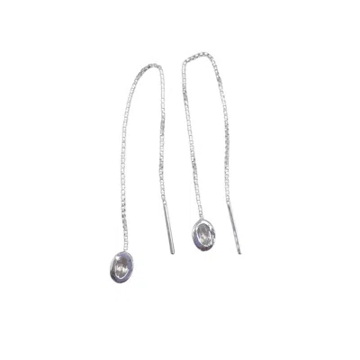 Amy Delson Jewelry Women's Silver / White Thelma - White Topaz Sterling Silver Threader Earrings In Multi