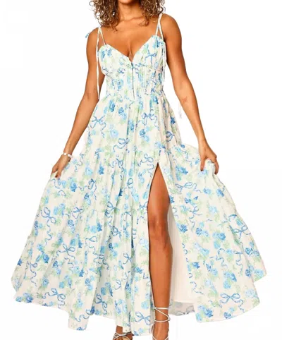 Amy Jane London Arianna Floral Maxi Dress In Romantic Blue Rose In Multi