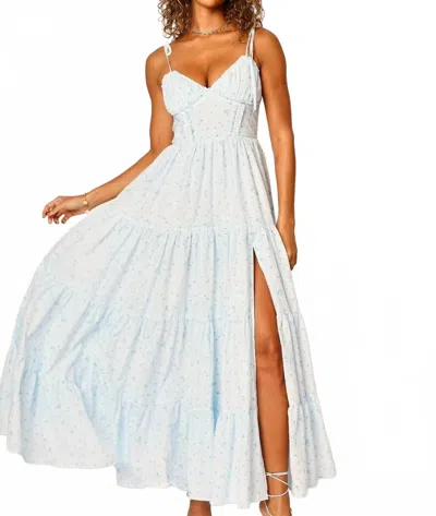 Amy Jane London Isabella Floral Maxi Dress In Blue Ditsy In White