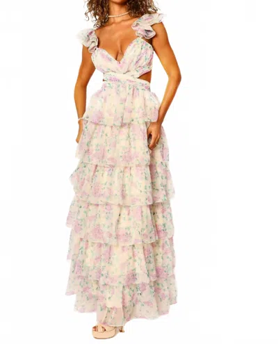 Amy Jane London Ofilia Ruffle Floral Maxi Dress In Ivory Hydrangea Floral In White
