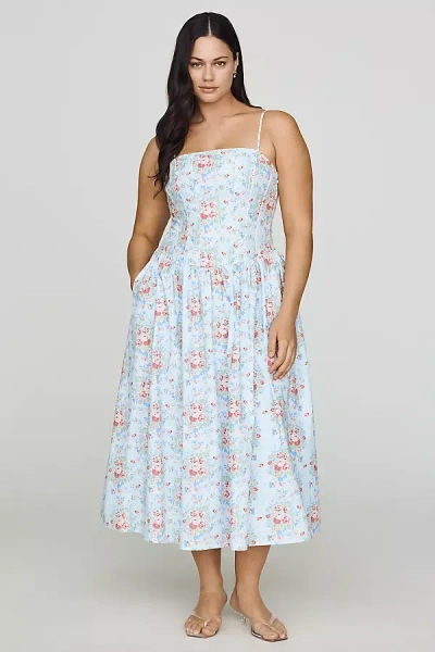 Amy Jane London Plus Phillippa Cotton Poplin Midi Dress In Blue
