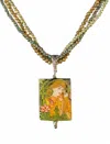 Amy Kahn Russell Painted Lady With Flowers Necklace In Multi