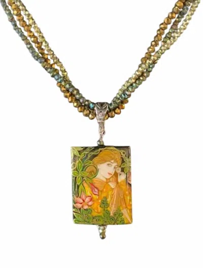 Amy Kahn Russell Painted Lady With Flowers Necklace In Multi