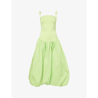 Amy Lynn Womens Lime Puffball Stretch-cotton Midi Dress