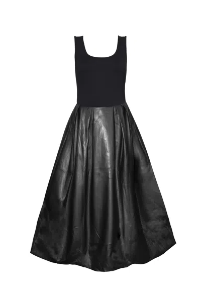Amy Lynn Women's Addison Black Vegan Leather Puffball Dress
