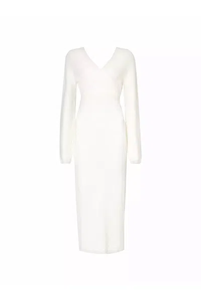 Amy Lynn Women's Adelaide White Wrap Rib Knit Midi Dress