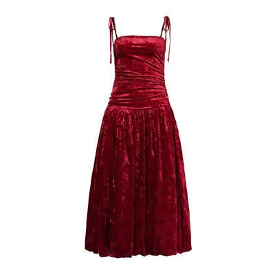 Amy Lynn Women's Alexa Dark Red Velvet Puffball Dress