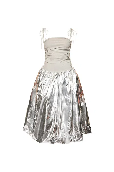 Amy Lynn Women's Alexa Silver Metallic Puffball Dress