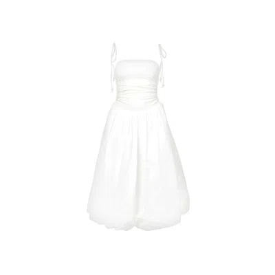 Amy Lynn Alexa Shoulder Tie Midi Dress In White