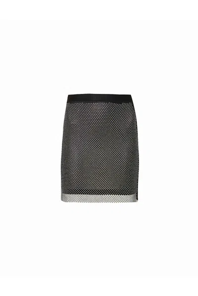Amy Lynn Womens Black Rhinestone-embellished Chainmail Mini Skirt