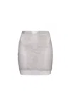 Amy Lynn Womens Grey Net Rhinestone-embellishment Woven Mini Skirt In Grey