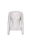 Amy Lynn Womens Grey Net Rhinestone-embellishment Woven Top In Grey