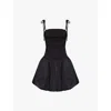 Amy Lynn Alexa Shoulder Tie Mini Dress In Black In Black