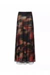 Amy Lynn Women's Black / Brown Arvarni Abstract Print Mesh Maxi Skirt In Black/brown