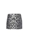 Amy Lynn Womens  Leopard Sequin-embellished Micro-mini Woven Skirt In Black/grey
