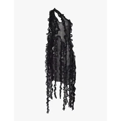 Amy Lynn Womens Black Suki Ruffled Woven Top