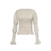 Amy Lynn Womens Iris Shirred Cotton-poplin Top Grey In Gray