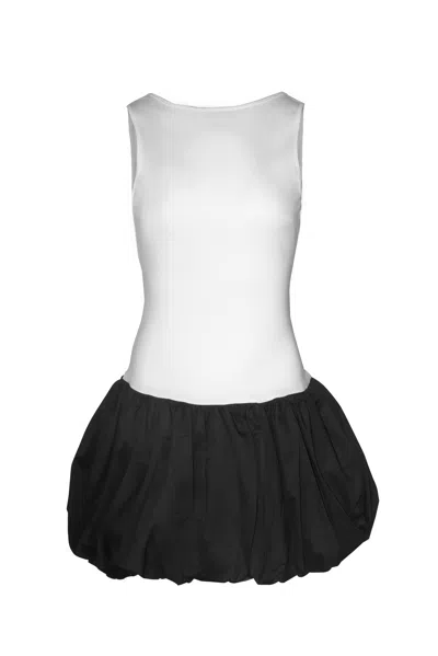 Amy Lynn Women's Black / White Robyn Mono Scoop Back Puffball Ultra Mini Dress In Black/white