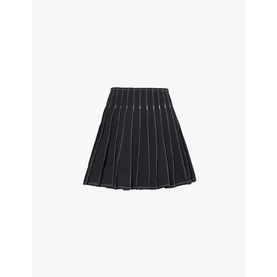 Amy Lynn Womens Black Ziggy Pleated Cotton Mini Skirt