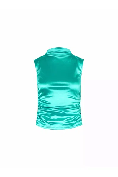 Amy Lynn Womens Aqua Disco Sleeveless Stretch-woven Top In Blue