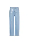 Amy Lynn Women's Blue Lupe Silver Denim Coated Trousers In Blue