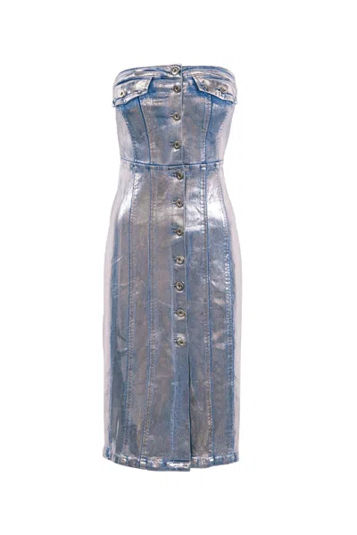 Amy Lynn Women's Blue Sadie Metallic Denim Midi Dress