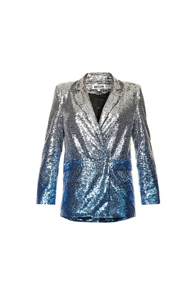 Amy Lynn Women's Blue / Silver Dua Ombre Sequin Blazer In Blue/silver