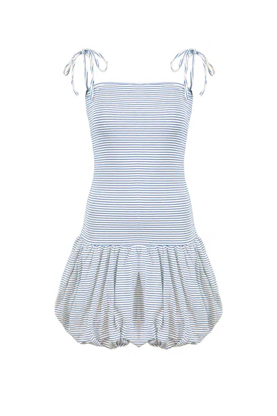 Amy Lynn Women's Blue / White Alexa Stripe Puffball Ultra Mini Dress In Blue/white