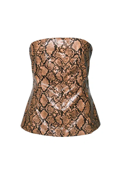 Amy Lynn Women's Brown Johanna Snakeskin Bandeau Top