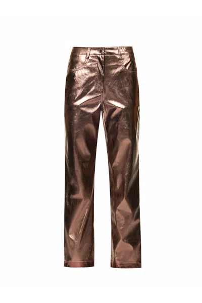 Amy Lynn Womens Mocha Straight-leg Mid-rise Faux-leather Trousers In Brown
