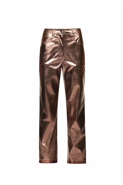Amy Lynn Womens Mocha Straight-leg Mid-rise Faux-leather Trousers