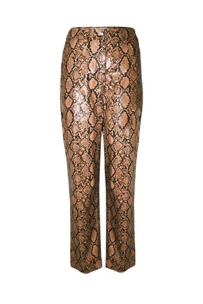 Amy Lynn Women's Brown Lupe Snakeskin Vegan Leather Trousers