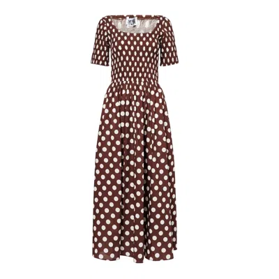 Amy Lynn Women's Brown Matilda Pure Cotton Polka Dot Midi Dress