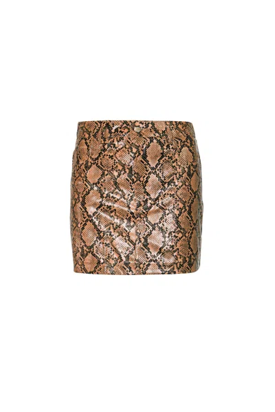 Amy Lynn Women's Brown Milena Snakeskin Leather Mini Skirt