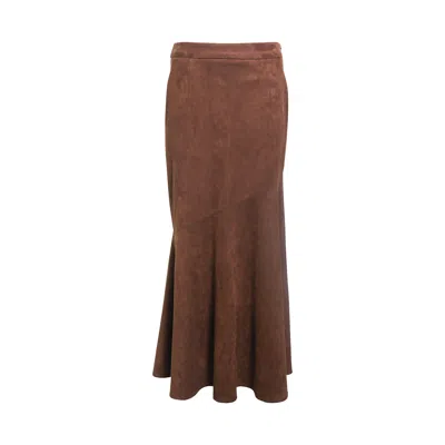 Amy Lynn Women's Brown Suki Faux Suede Chiffon Asymmetric Maxi Skirt
