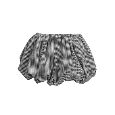 Amy Lynn Women's Claudia Black Gingham Ultra Mini Puffball Skirt In Gray
