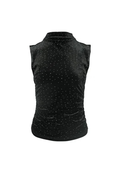 Amy Lynn Women's Elvis Black Studded Velvet Top