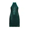 Amy Lynn Womens Teal Foxy Sequin Woven Mini Dress In Green