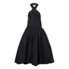 Amy Lynn Womens Black Puffball Halterneck Cotton Midi Dress In Black