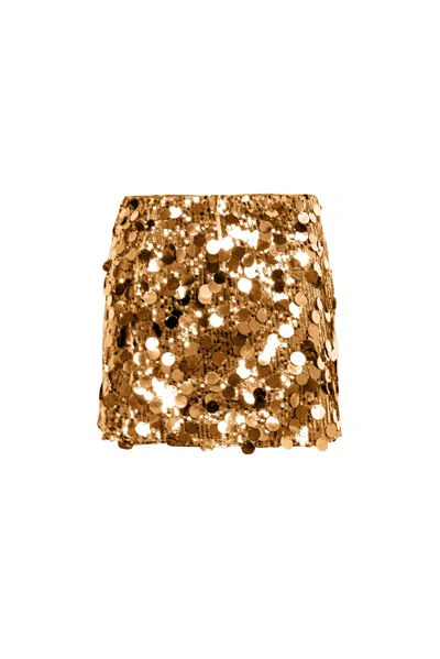 Amy Lynn Womens Sequin-embellished Micro Mini Woven Skirt Bronze