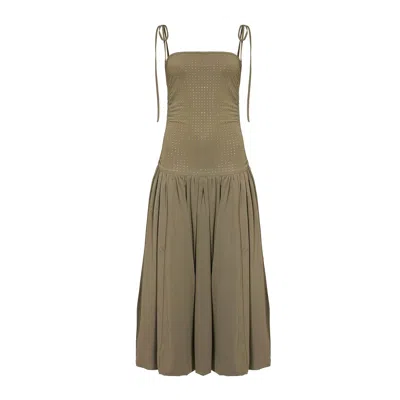 Amy Lynn Women's Green Alexa Khaki Rhinestone Embellished Puffball Dress