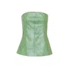 Amy Lynn Womens Johanna Snakeskin-pattern Strapless Faux-leather Top Green In Green