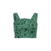 Amy Lynn Womens Lola Cropped Woven Top Teal In Green