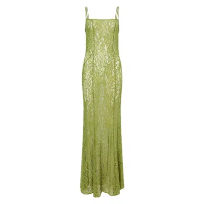 AMY LYNN WOMEN'S GREEN SAHAR OLIVE FLORAL LACE MAXI DRESS