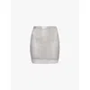 Amy Lynn Womens Grey Net Rhinestone-embellishment Woven Mini Skirt In Grey
