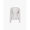 Amy Lynn Womens Grey Net Rhinestone-embellishment Woven Top In Grey