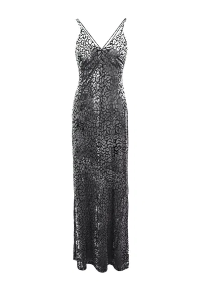 Amy Lynn Women's Grey Winnie Leopard Velvet Burnout Maxi Dress