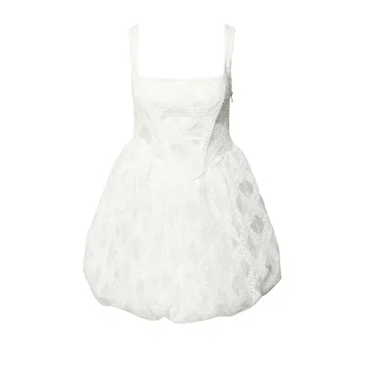 AMY LYNN WOMEN'S LISA WHITE LACE EMBELLISHED MINI PUFFBALL DRESS